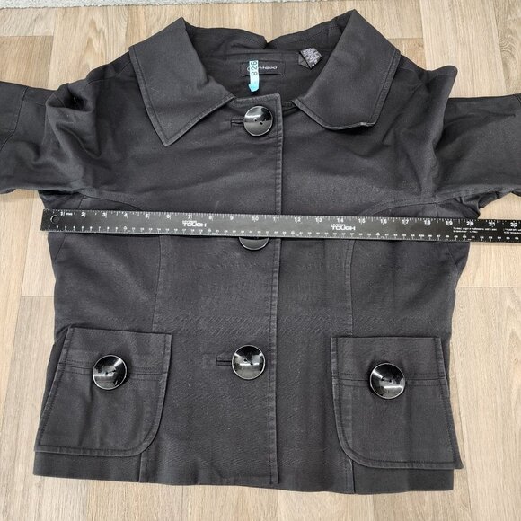 Context Women's Size 16 Black Short‎ Sleeve Big Buttons Collared Blazer Jacket - Picture 8 of 10